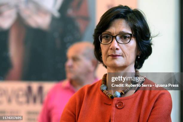 Italian art historian Martina Bagnoli director and curator of the Gallerie Estensi attends the inauguration of the american artist and photographer...