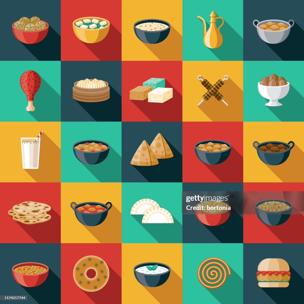 Indian Foods Icon Set