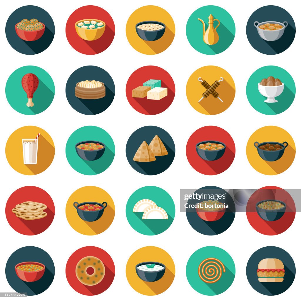 Indisk mat Ikonuppsättning