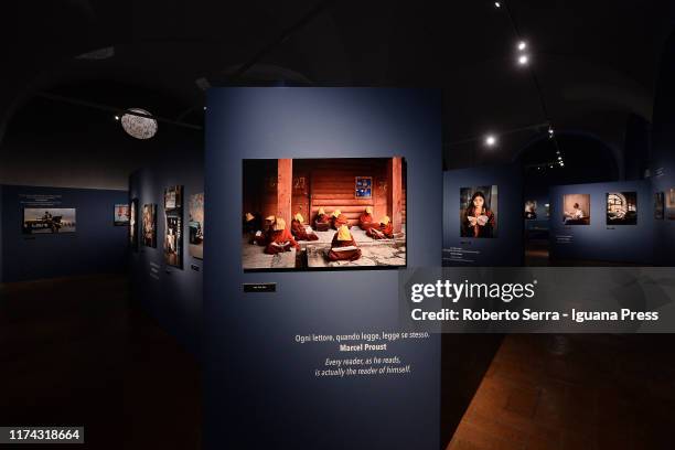 The inauguration of the american artist and photographer Steve McCurry exhibition "Leggere" at Galleria Estensi on September 12, 2019 in Modena,...