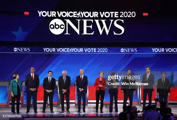 Democratic presidential candidates Sen. Amy Klobuchar , Sen. Cory Booker , South Bend, Indiana Mayor Pete Buttigieg, Sen. Bernie Sanders , former...