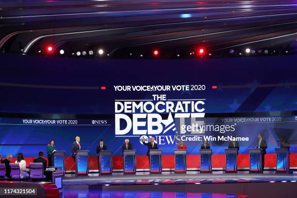 Democratic presidential candidates Sen. Amy Klobuchar , Sen. Cory Booker , South Bend, Indiana Mayor Pete Buttigieg, Sen. Bernie Sanders , former...
