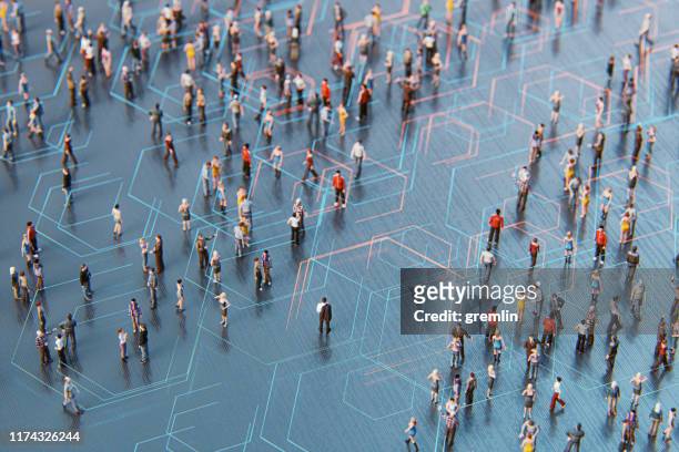 concept of crowds of people and communication - connected people stock pictures, royalty-free photos & images