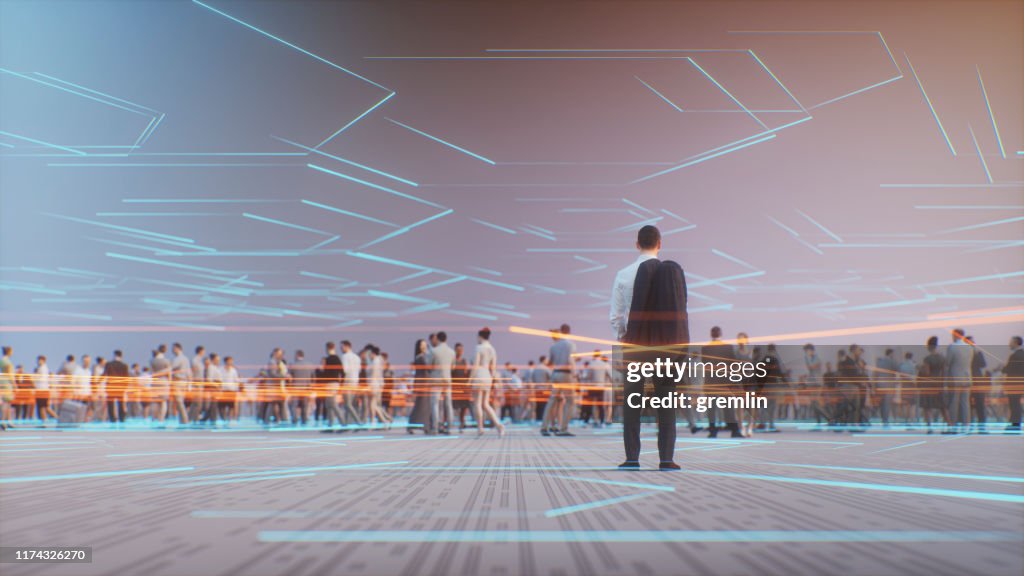 Concept of crowds of people and communication