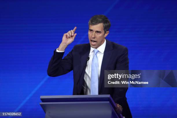 Democratic presidential candidate former Texas congressman Beto O'Rourke speaks during the Democratic Presidential Debate at Texas Southern...