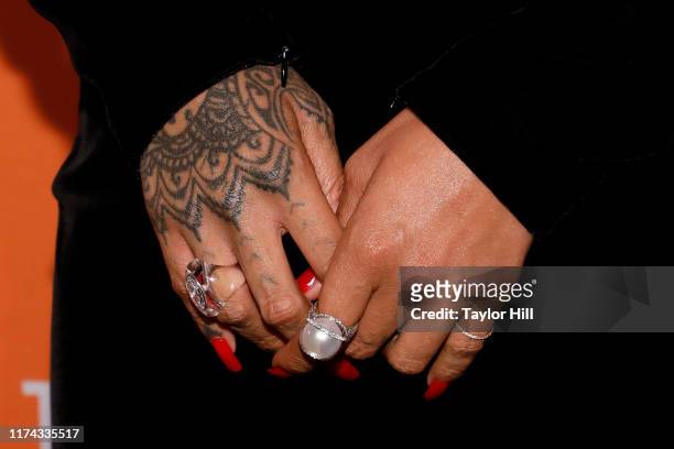 Rihanna, tattoo detail, ring detail, attends the 5th Annual Diamond Ball benefiting the Clara Lionel Foundation at Cipriani Wall Street on September...