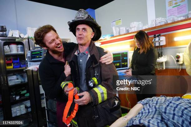 One Chicago Day" -- Pictured: Nick Gehlfuss, "Chicago Med"; David Eigenberg, "Chicago Fire" at "One Chicago Day" at Lagunitas Brewing Company in...
