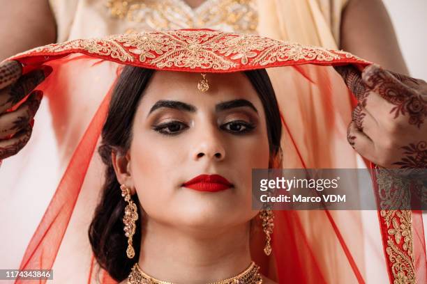 queen up, it's time to meet your king - indian bridal makeup stock pictures, royalty-free photos & images
