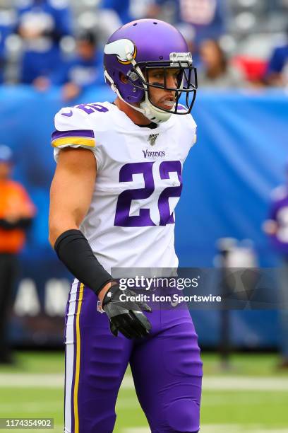 Minnesota Vikings free safety Harrison Smith on the field prior to the National Football League game between the New York Giants and the Minnesota...