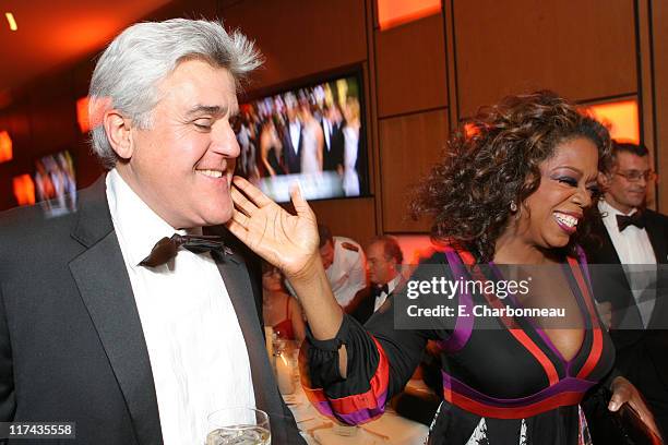 Jay Leno and Oprah Winfrey during 2007 Vanity Fair Oscar Party Hosted by Graydon Carter - Inside at Mortons in West Hollywood, California, United...