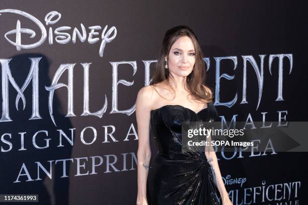 Angelina Jolie attends the European premiere of the movie "Maleficent Mistress Of Evil" at Auditorium della Conciliazione in Rome.