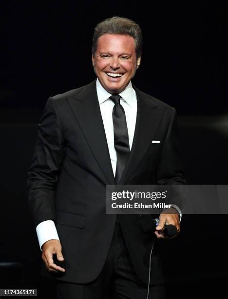 Singer Luis Miguel performs on the first night of his four-date limited engagement at The Colosseum at Caesars Palace on September 12, 2019 in Las...