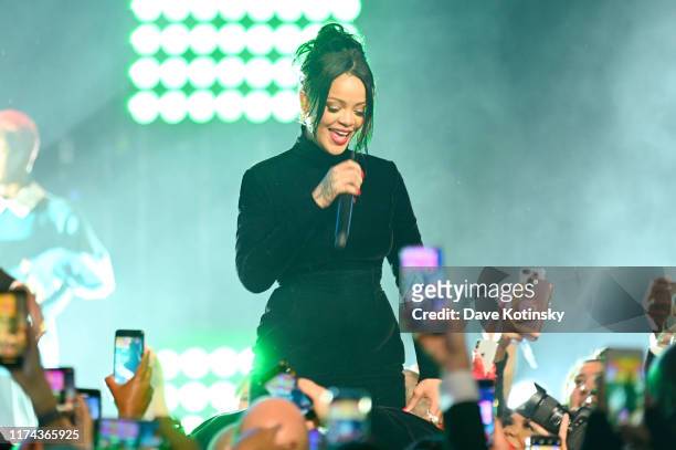 Rihanna performs onstage during Rihanna's 5th Annual Diamond Ball Benefitting The Clara Lionel Foundation at Cipriani Wall Street on September 12,...