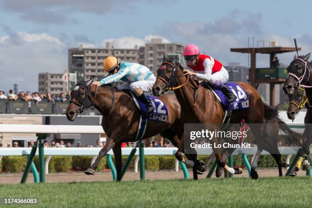 Jockey Christophe Lemaire riding Arinna wins the Race 10 World All-Star Jockeys 1st Leg at Sapporo Racecourse on August 24, 2019 in Sapporo,...