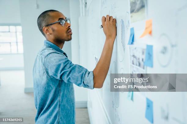 man writing on whiteboard in office - whiteboard writing stock pictures, royalty-free photos & images