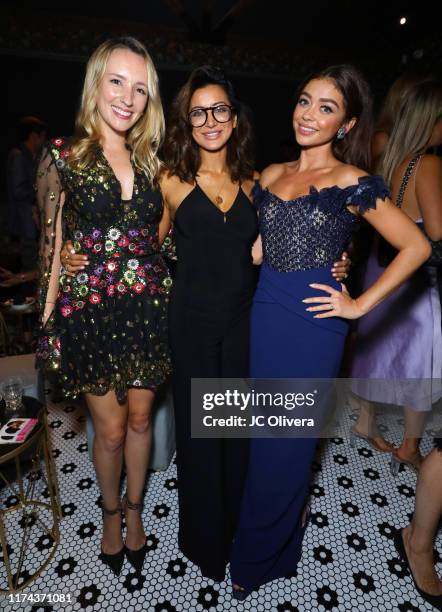 Actresses Allegra Lucchesi, Noureen DeWulf and Sarah Hyland attend the LA Premiere of Entertainment Studios Motion Pictures' 'The Wedding Year' after...