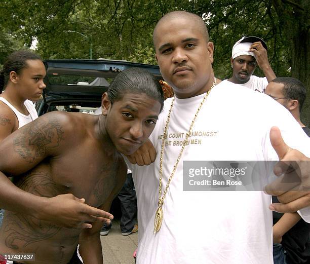 Lloyd and Irv Gotti during Behind the Scenes of Lloyd Video Shoot for "Hey Young Girl" at Mozley Park in Atlanta, Georgia, United States.