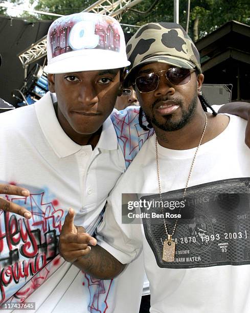 Lloyd and Jermaine Dupri during Behind the Scenes of Lloyd Video Shoot for "Hey Young Girl" at Mozley Park in Atlanta, Georgia, United States.