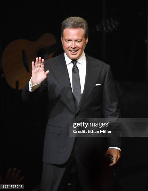 Singer Luis Miguel performs on the first night of his four-date limited engagement at The Colosseum at Caesars Palace on September 12, 2019 in Las...