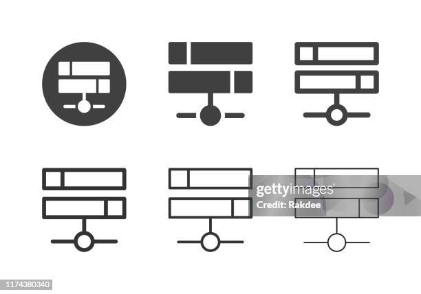 network server icons - multi series - computer server room stock illustrations