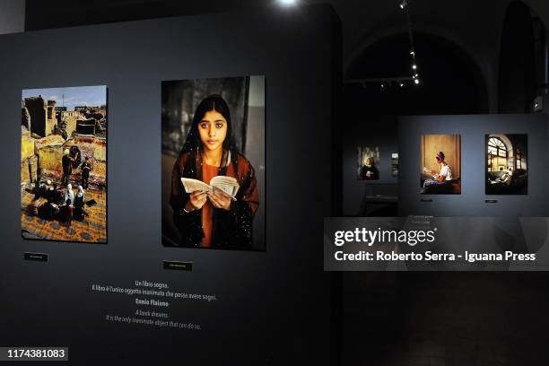 The inauguration of the american artist and photographer Steve McCurry exhibition "Leggere" at Galleria Estensi on September 12, 2019 in Modena,...