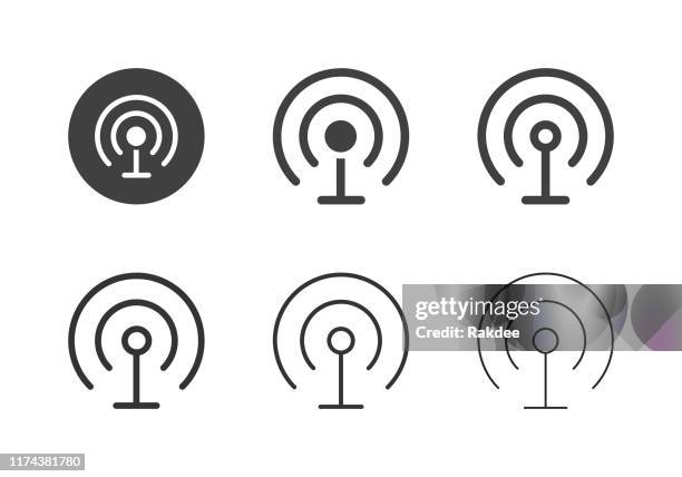 wireless communication icons - multi series - community centre worker stock illustrations