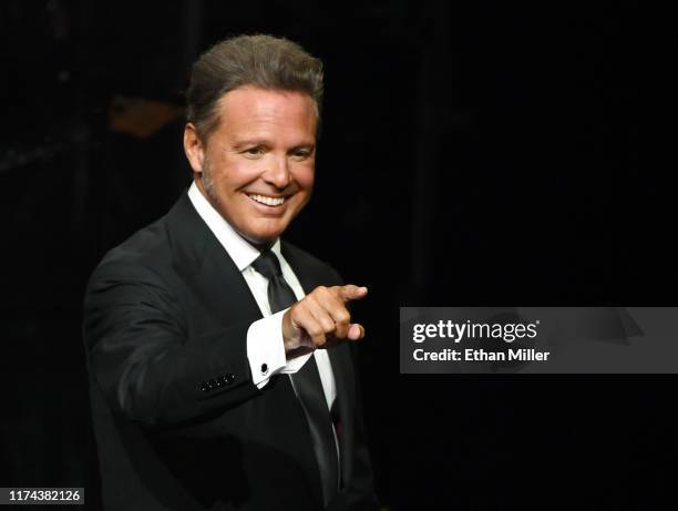 Singer Luis Miguel performs on the first night of his four-date limited engagement at The Colosseum at Caesars Palace on September 12, 2019 in Las...