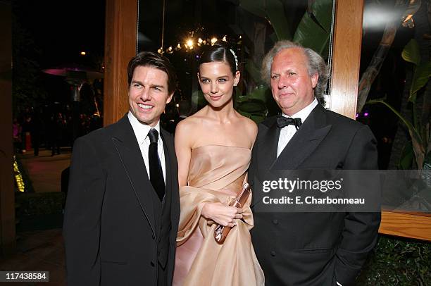 Tom Cruise, Katie Holmes and Graydon Carter during 2007 Vanity Fair Oscar Party Hosted by Graydon Carter - Inside at Mortons in West Hollywood,...