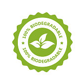 Biodegradable, plastic free icon - compostable product label, eco seal