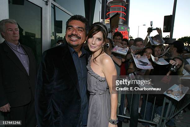 George Lopez and Sandra Bullock during Tri Star Pictures Presents the World Premiere of "Premonition" at Cinerama Dome in Hollywood, California,...