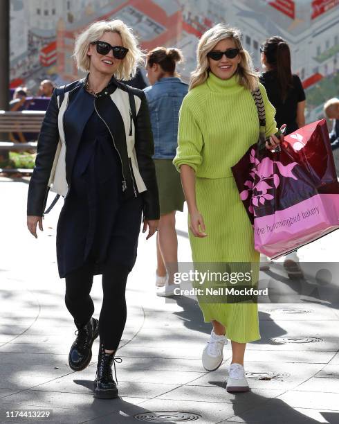 Ashley Roberts and Kimberly Wyatt seen leaving Global radio studios on September 13, 2019 in London, England.