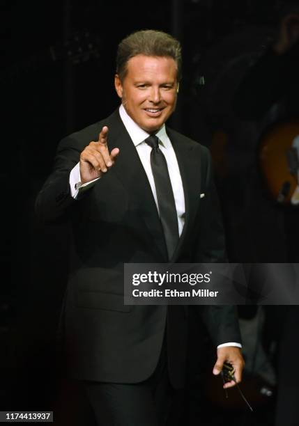 Singer Luis Miguel performs on the first night of his four-date limited engagement at The Colosseum at Caesars Palace on September 12, 2019 in Las...