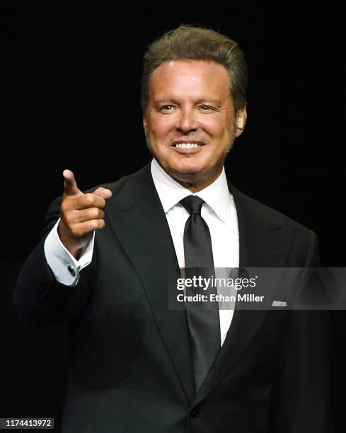 Singer Luis Miguel performs on the first night of his four-date limited engagement at The Colosseum at Caesars Palace on September 12, 2019 in Las...