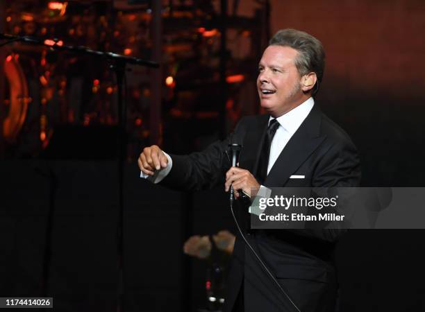 Singer Luis Miguel performs on the first night of his four-date limited engagement at The Colosseum at Caesars Palace on September 12, 2019 in Las...