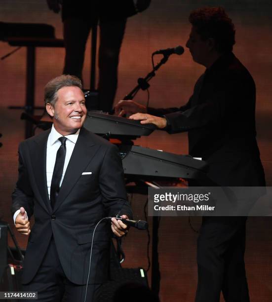Singer Luis Miguel performs on the first night of his four-date limited engagement at The Colosseum at Caesars Palace on September 12, 2019 in Las...