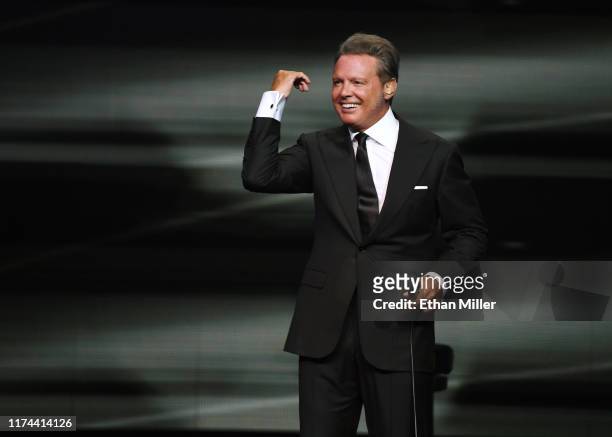 Singer Luis Miguel performs on the first night of his four-date limited engagement at The Colosseum at Caesars Palace on September 12, 2019 in Las...