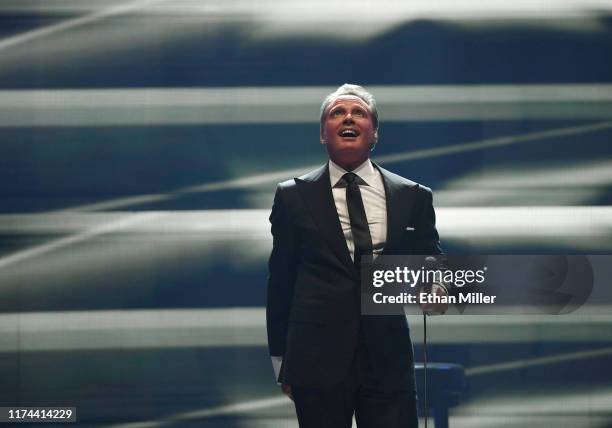 Singer Luis Miguel performs on the first night of his four-date limited engagement at The Colosseum at Caesars Palace on September 12, 2019 in Las...