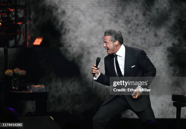 Singer Luis Miguel performs on the first night of his four-date limited engagement at The Colosseum at Caesars Palace on September 12, 2019 in Las...