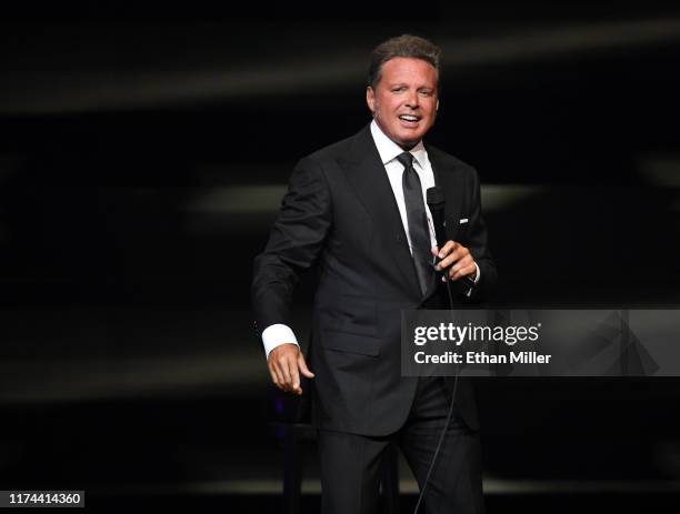 Singer Luis Miguel performs on the first night of his four-date limited engagement at The Colosseum at Caesars Palace on September 12, 2019 in Las...