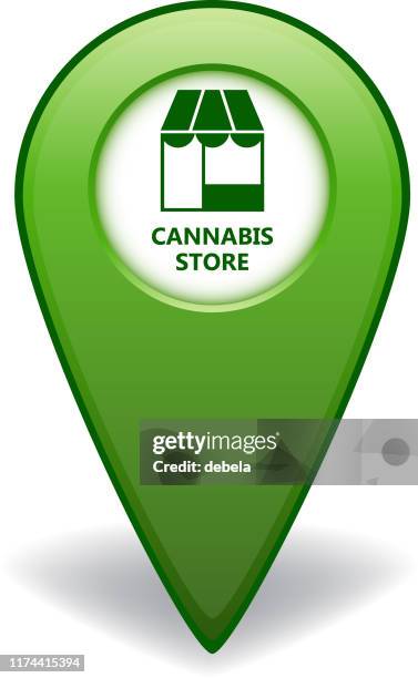 cannabis store map pointer for gps navigation - cannabis dispensary stock illustrations