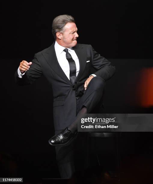 Singer Luis Miguel performs on the first night of his four-date limited engagement at The Colosseum at Caesars Palace on September 12, 2019 in Las...