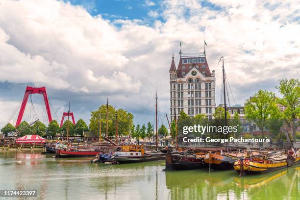 the old harbor in rotterdam, the netherlands - rotterdam stock pictures, royalty-free photos & images