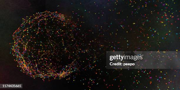multi-gekleurde bollen en staven die aansluiten in de vorm van een bolvormig gevormd - arrange stockfoto's en -beelden