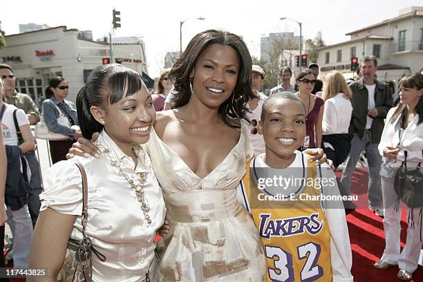 Aleisha Allen, Nia Long and Philip Daniel Bolden during The Premiere of Revolution Studios' and Columbia Pictures' "Are We Done Yet?" - Red Carpet at...