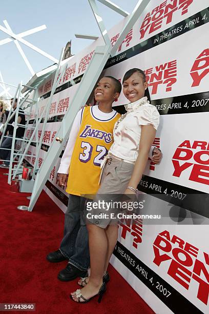 Philip Daniel Bolden and Aleisha Allen during The Premiere of Revolution Studios' and Columbia Pictures' "Are We Done Yet?" - Red Carpet at Mann...