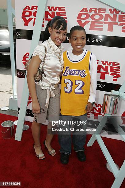 Aleisha Allen and Philip Daniel Bolden during The Premiere of Revolution Studios' and Columbia Pictures' "Are We Done Yet?" - Red Carpet at Mann...