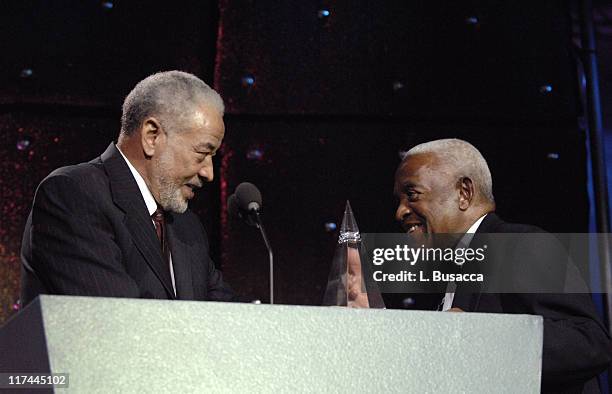 Bill Withers and Irving Burgie during 38th Annual Songwriters Hall of Fame Ceremony - Show at Marriott Marquis in New York City, New York, United...