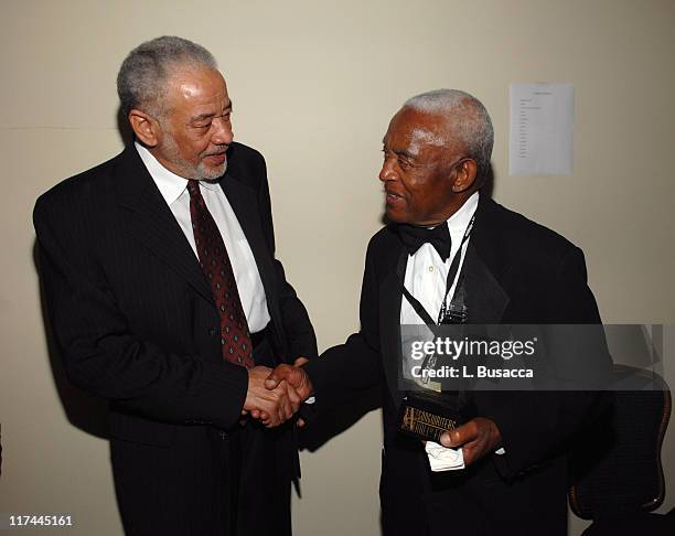 Bill Withers and Irving Burgie during 38th Annual Songwriters Hall of Fame Ceremony - Cocktails and Backstage at Marriott Marquis in New York City,...