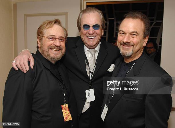 Phil Ramone, Danny Aiello and Russ Titelman during 38th Annual Songwriters Hall of Fame Ceremony - Cocktails and Backstage at Marriott Marquis in New...