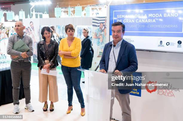 Modesto Lomba, Nuria de Miguel, Minerva Alonso and Eduardo Lopez-Puertas attend 'Semana de la Moda Baño de Gran Canarias' presentation at Ifema on...